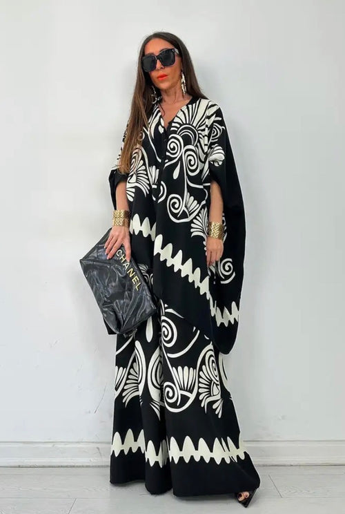 2-teiliges Set – Fließende Eleganz in Schwarz & Ecru